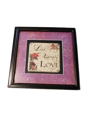 'Live Laugh Love' Wall Art - Purple Mat, Black Frame